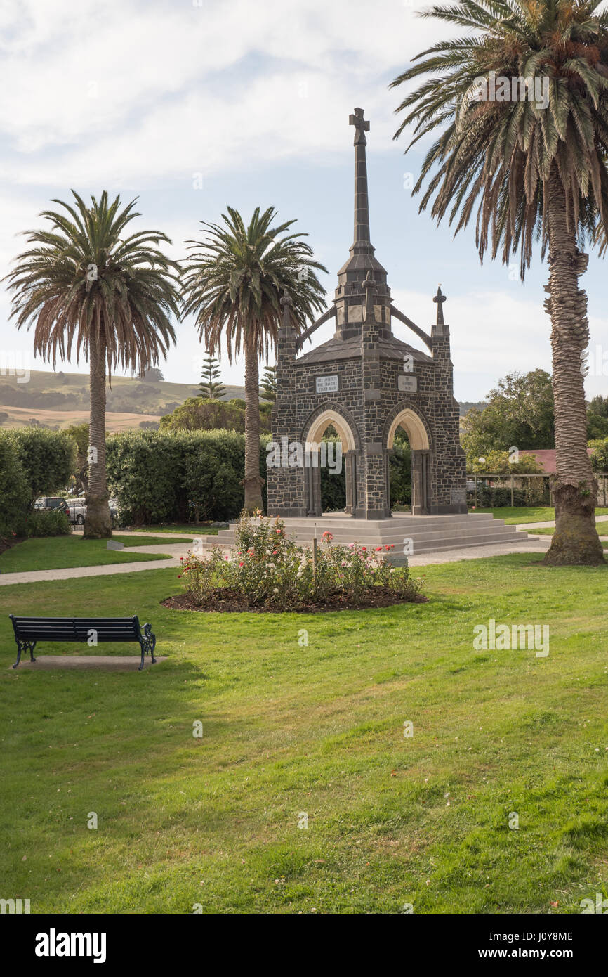 Banks Peninsula Kriegerdenkmal in Akaroa, Region Canterbury, Südinsel, Neuseeland. Stockfoto