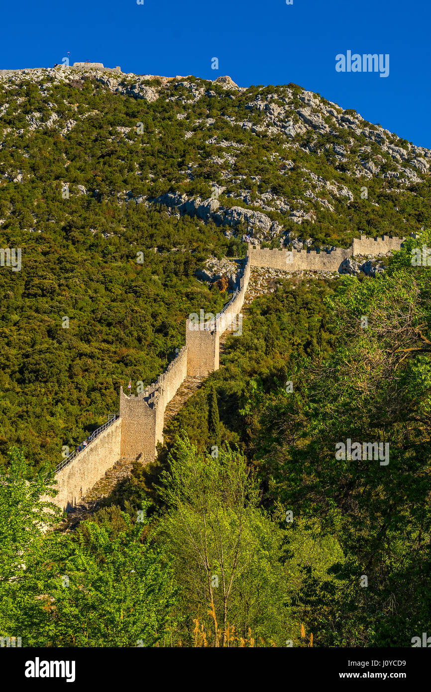 Kroatien-Dalmatien-Ston (Mali Ston) der große Wände Stockfoto