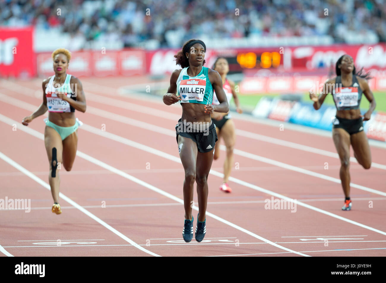 Shaunae Miller von den Bahamas gewinnen der Frauen 400m Finale in London, Vereinigtes Königreich, IAAF Diamond League Jubiläumsspiele. 22. Juli 2016 Stockfoto