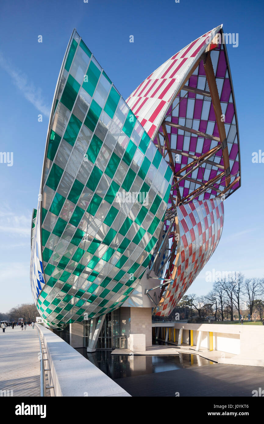 Louis Vuitton Foundation building, Bois De Boulogne, Paris, Frankreich, entworfen von Frank Gehry Stockfoto
