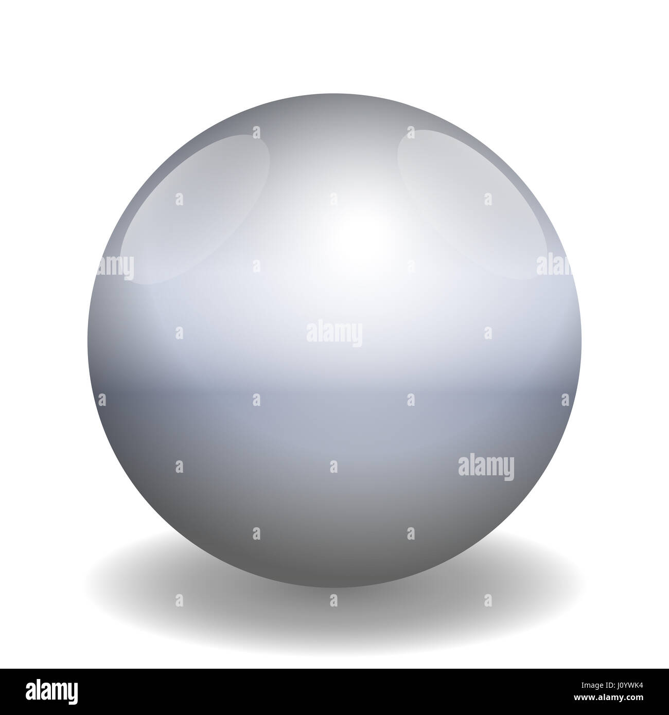 Eisenkugel - Illustration von einer einzigen metallisch glänzende graue Kugel mit Reflexionen von Licht und Schatten - dreidimensional auf weißem Hintergrund Stockfoto