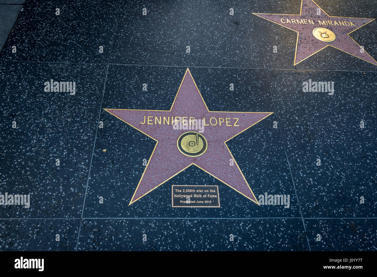 Jennifer Lopez Comemorative Stern am Hollywood Walk of Fame in Hollywood Blvd - Los Angeles, Kalifornien, USA Stockfoto