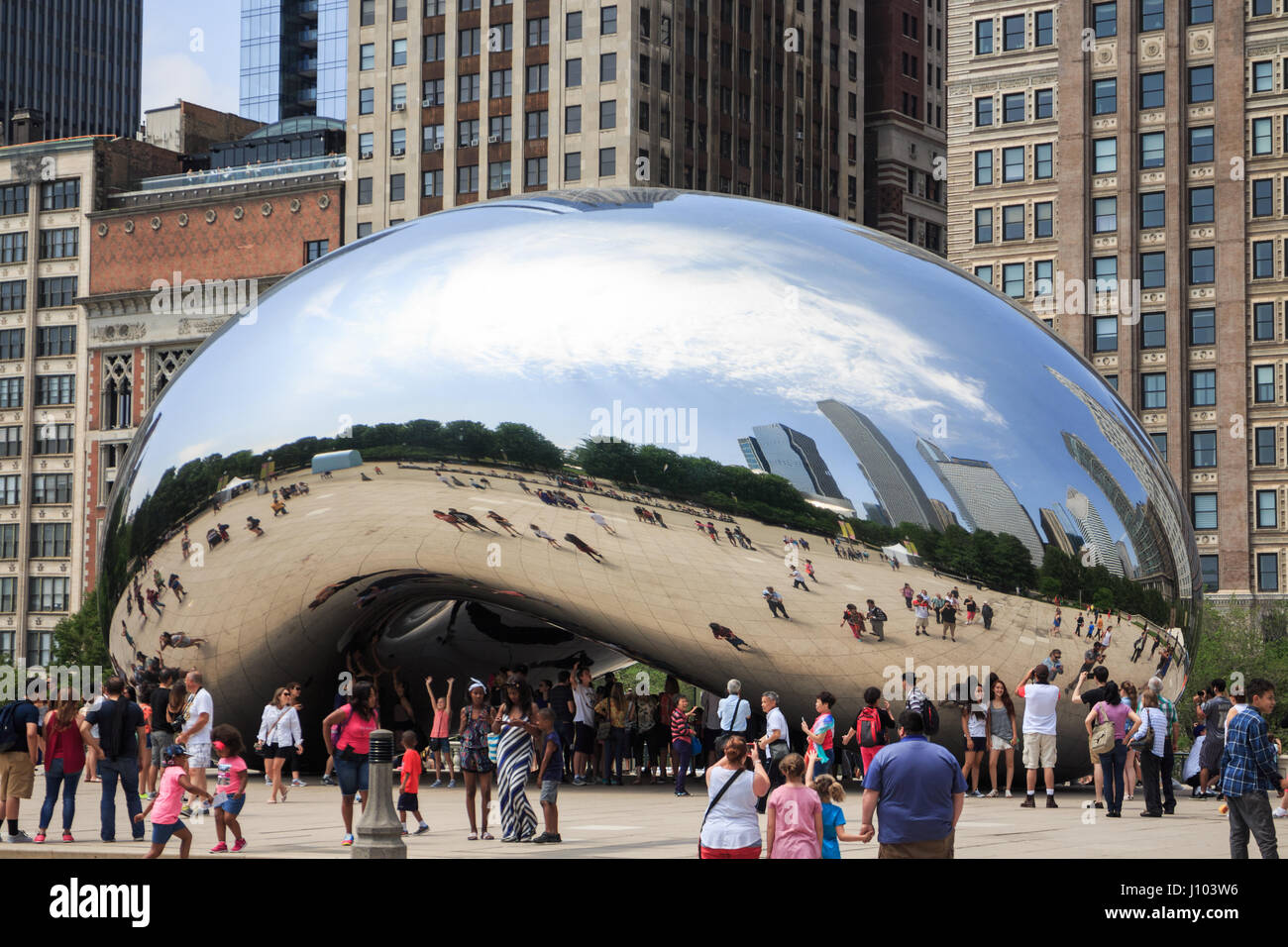 Cloud Gate (auch bekannt als "die Bohne") in Chicago, Illinois. Stockfoto