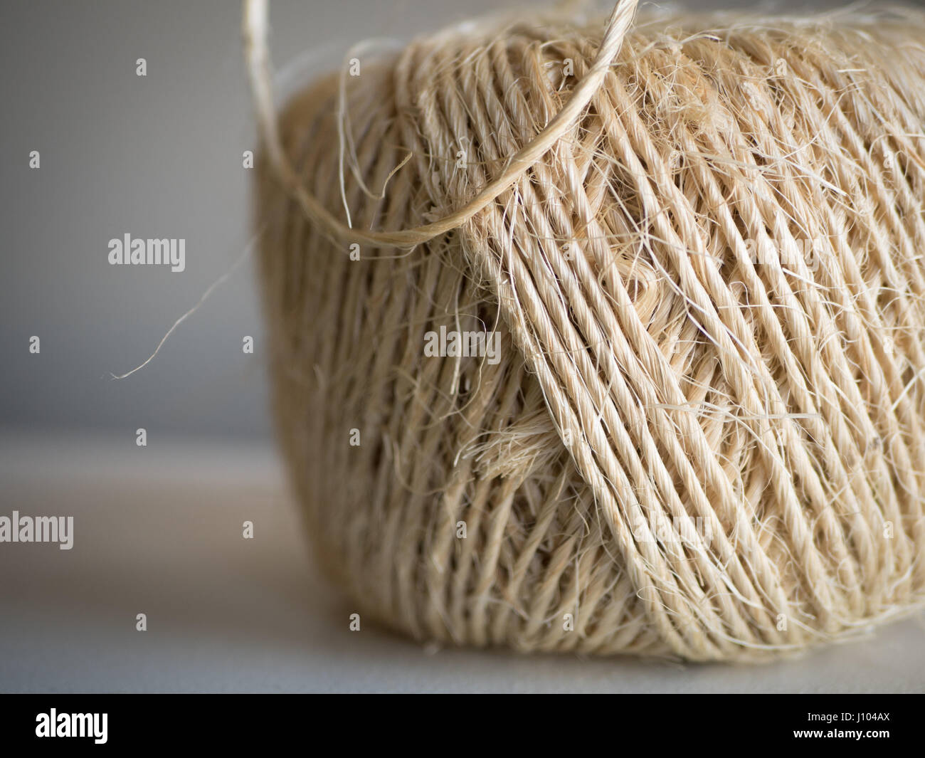 Eine Nahaufnahme des Jutegarnseils Stockfoto