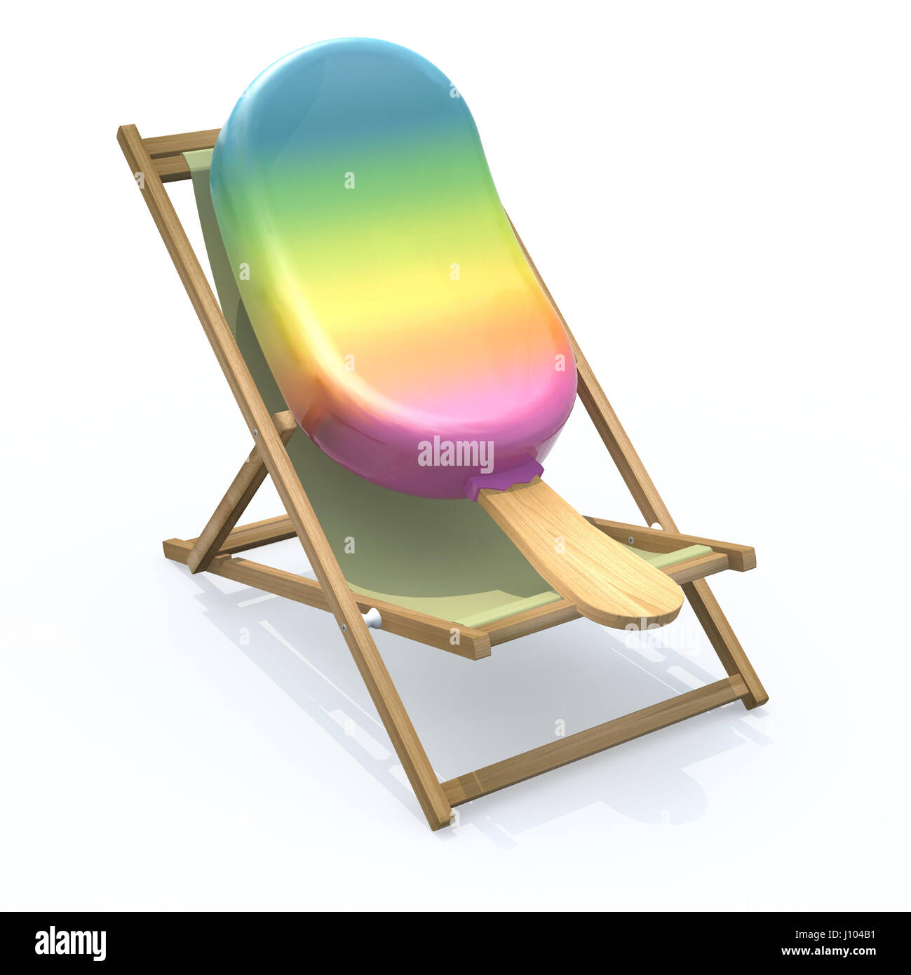 Eis am Stiel, die Ruhe im Strandkorb, 3d illustration Stockfoto