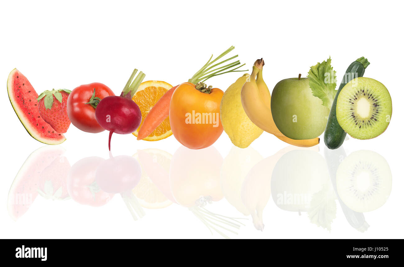 Bunte Banner von Früchten. Gesunde Ernährung-Konzept Stockfoto