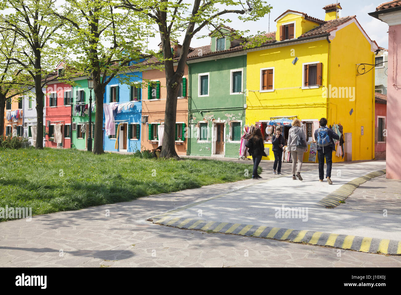 farbige Häuser von Burano, Veneto, Italien Stockfoto