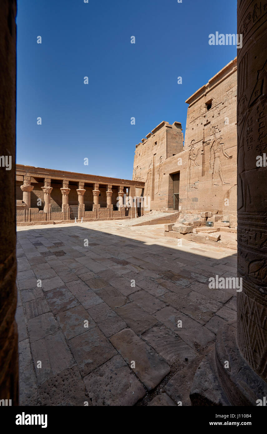 die ptolemäischen Tempel der Isis von Philae, Assuan, Ägypten, Afrika Stockfoto