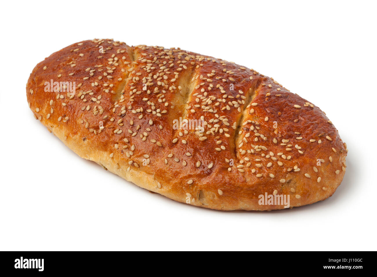 Einzigen frischen marokkanischen hausgemachte Krachel Brot auf weißem Hintergrund Stockfoto