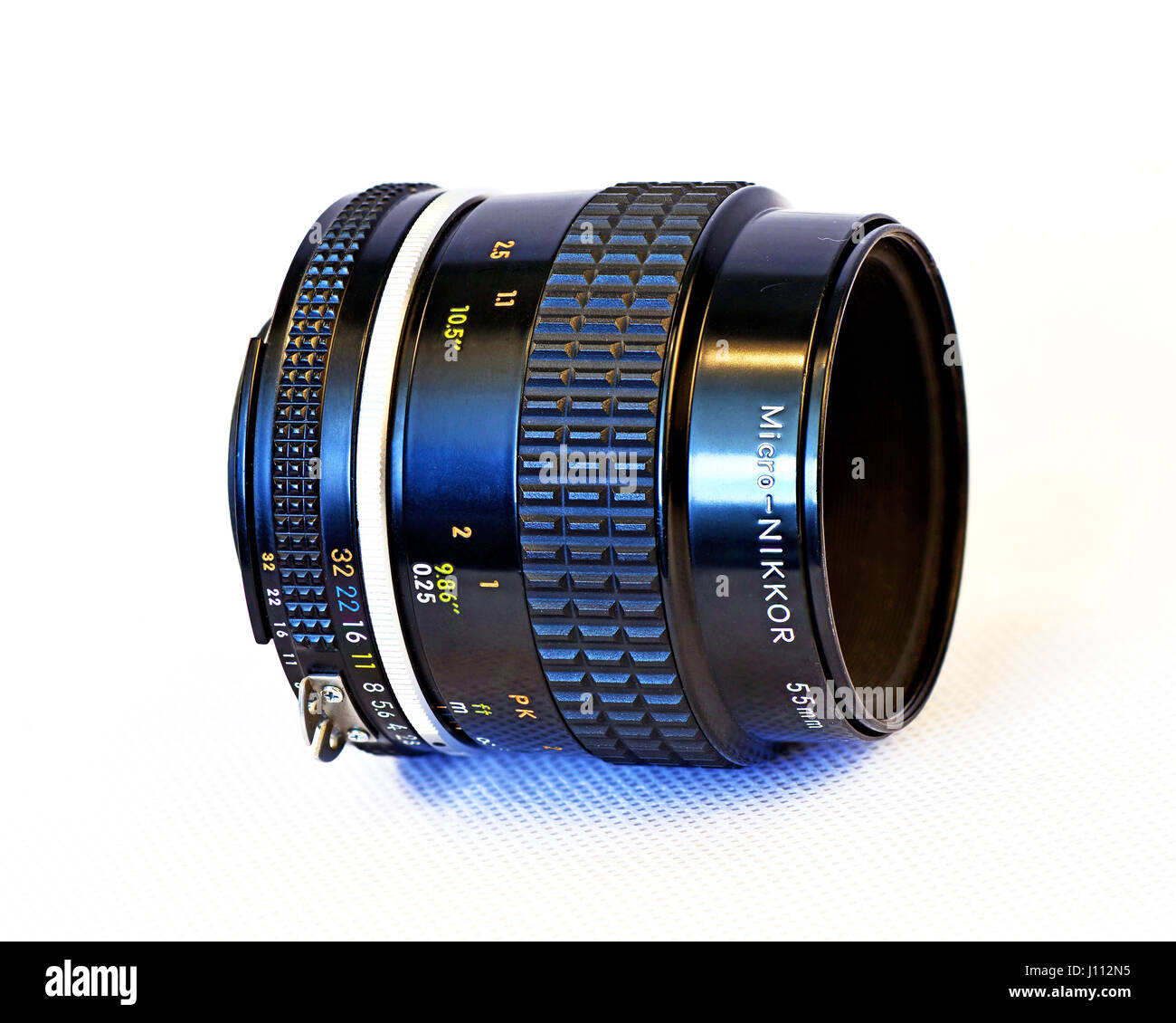 Nikon F2. 8 55mm Micro Nikkor-Objektiv Stockfoto