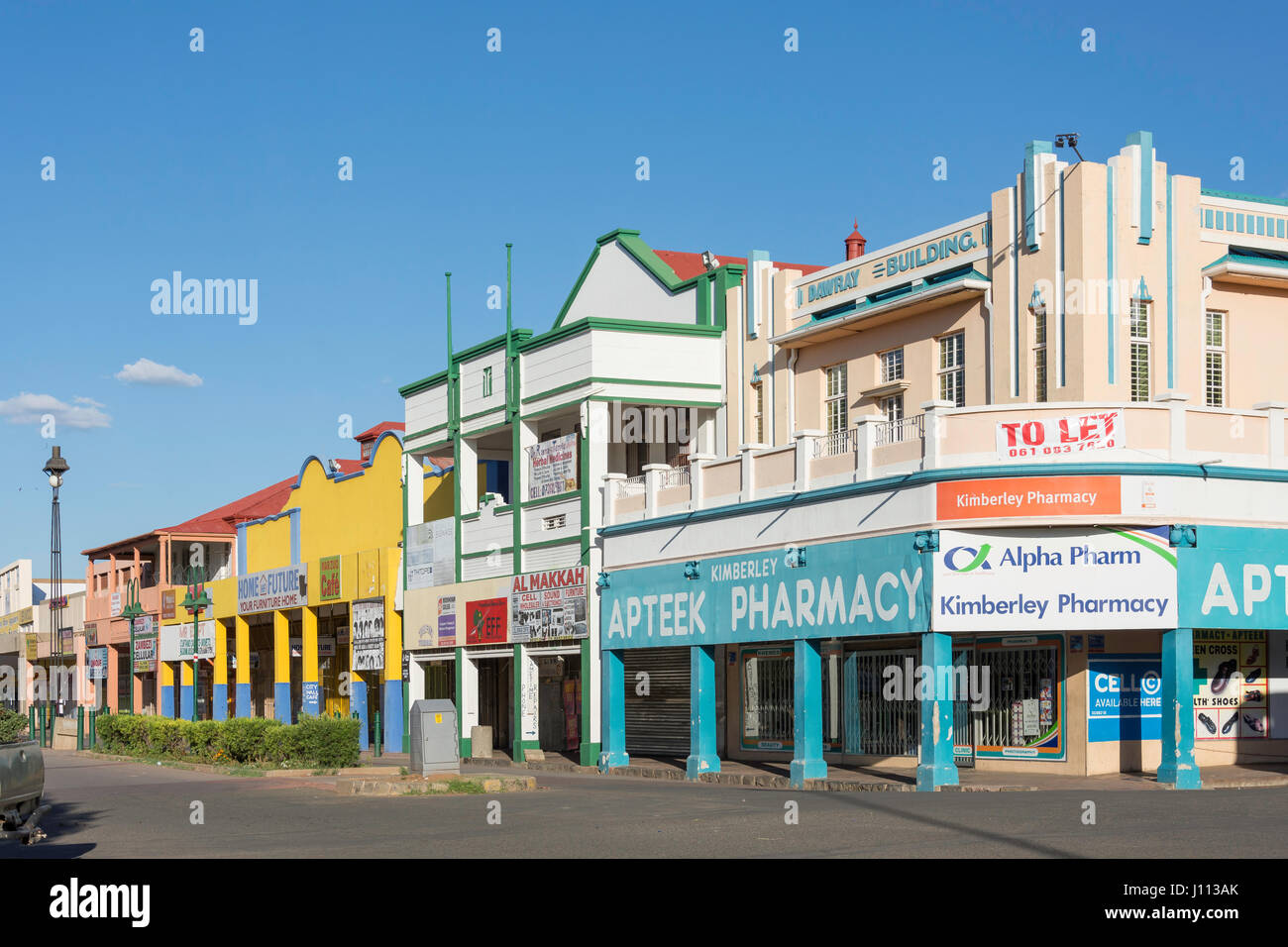 Gebäude aus der Kolonialzeit in der Market Street, Kimberley, Provinz Northern Cape, Südafrika Stockfoto