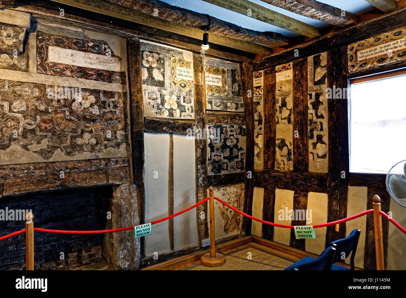 Ein besonderes Museum im Herzen von Ledbury befindet sich eine geheimnisvolle Gebäude in Church Lane mit Fresken an den Wänden von einem unbekannten Handwerker Stockfoto