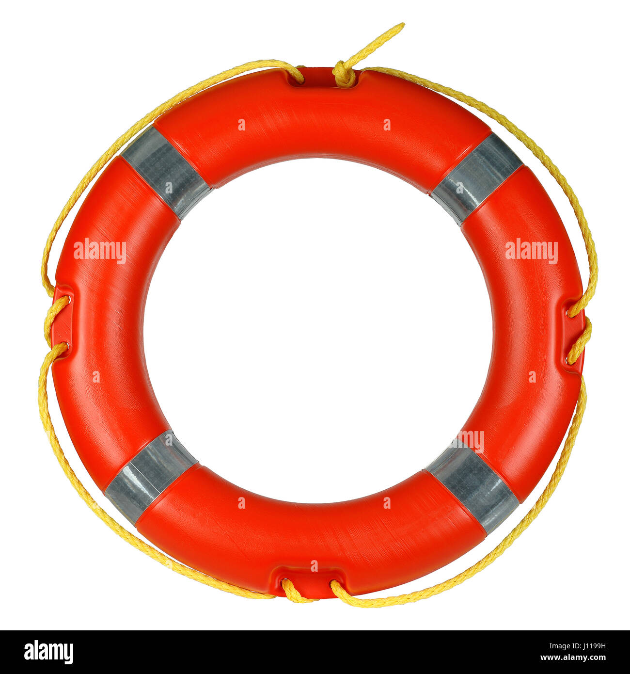 Orange Rettungsschwimmer der Seerettung auf weißem Hintergrund Stockfoto