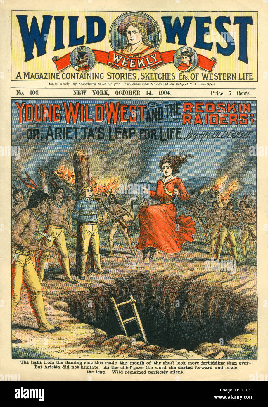 Abdeckung des wilden Westens Weekly Magazine, Nr. 104, 14. Oktober 1904 Stockfoto