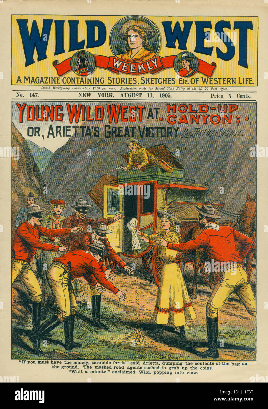 Abdeckung des wilden Westens Weekly Magazine, Nr. 147, 11. August 1905 Stockfoto