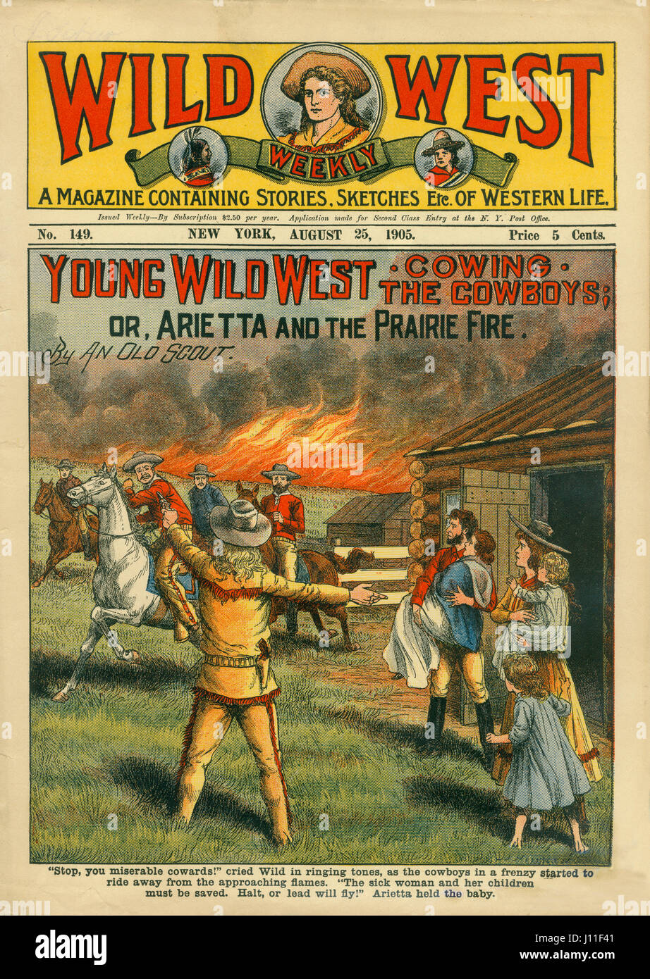 Abdeckung des wilden Westens Weekly Magazine, Nr. 149, 25. August 1905 Stockfoto