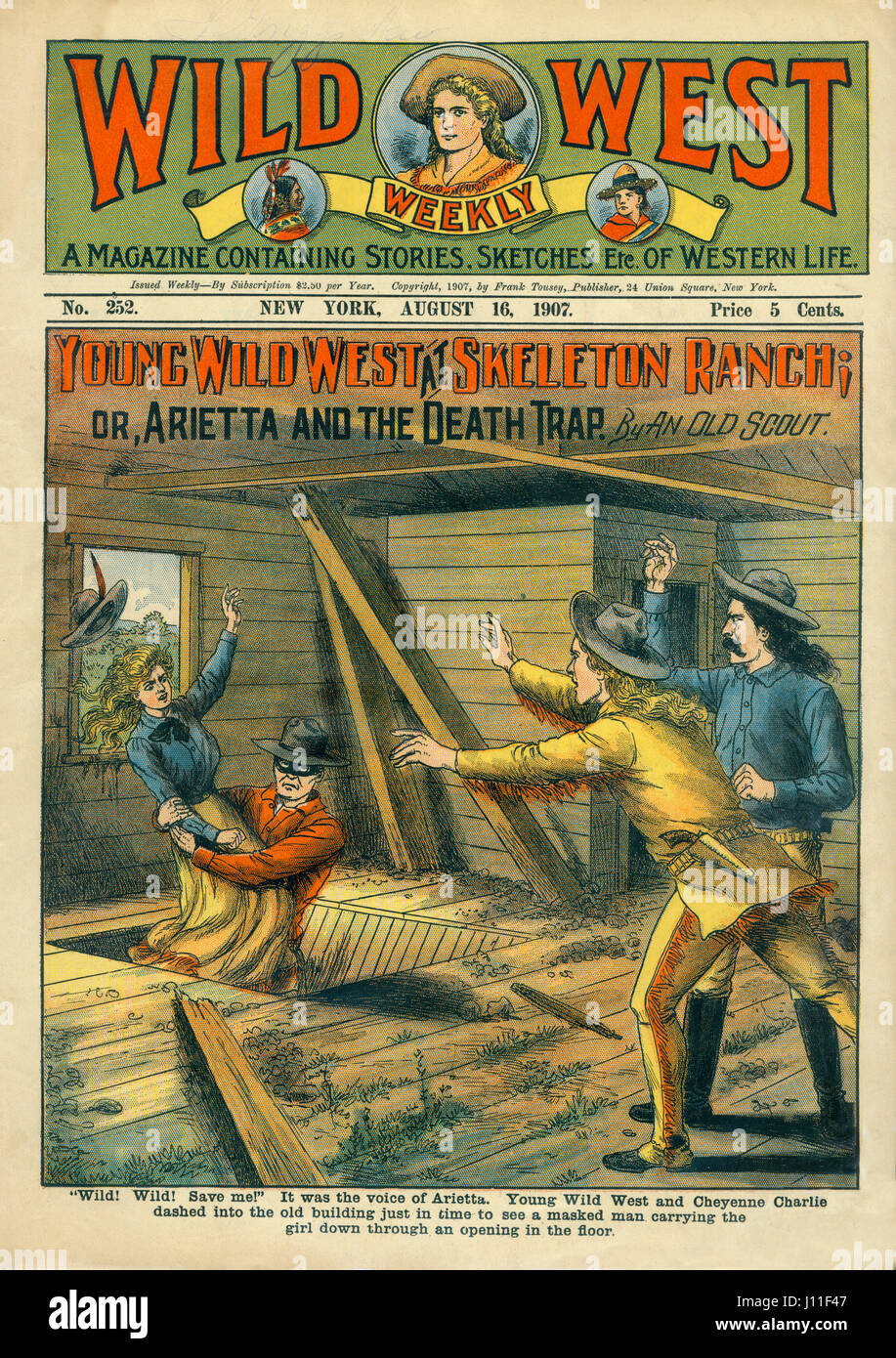 Abdeckung des wilden Westens Weekly Magazine, Nr. 252, 16. August 1907 Stockfoto