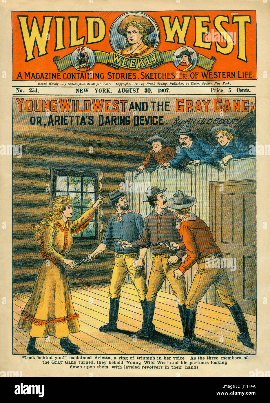 Abdeckung des wilden Westens Weekly Magazine, Nr. 254, 30. August 1907 Stockfoto