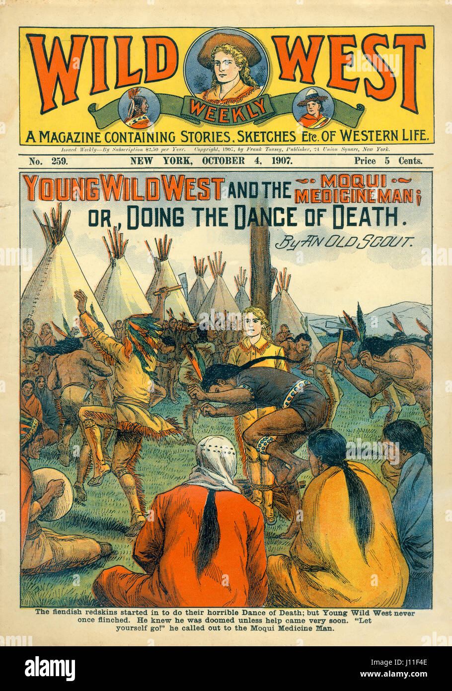 Abdeckung des wilden Westens Weekly Magazine, Nr. 259, 4. Oktober 1907 Stockfoto