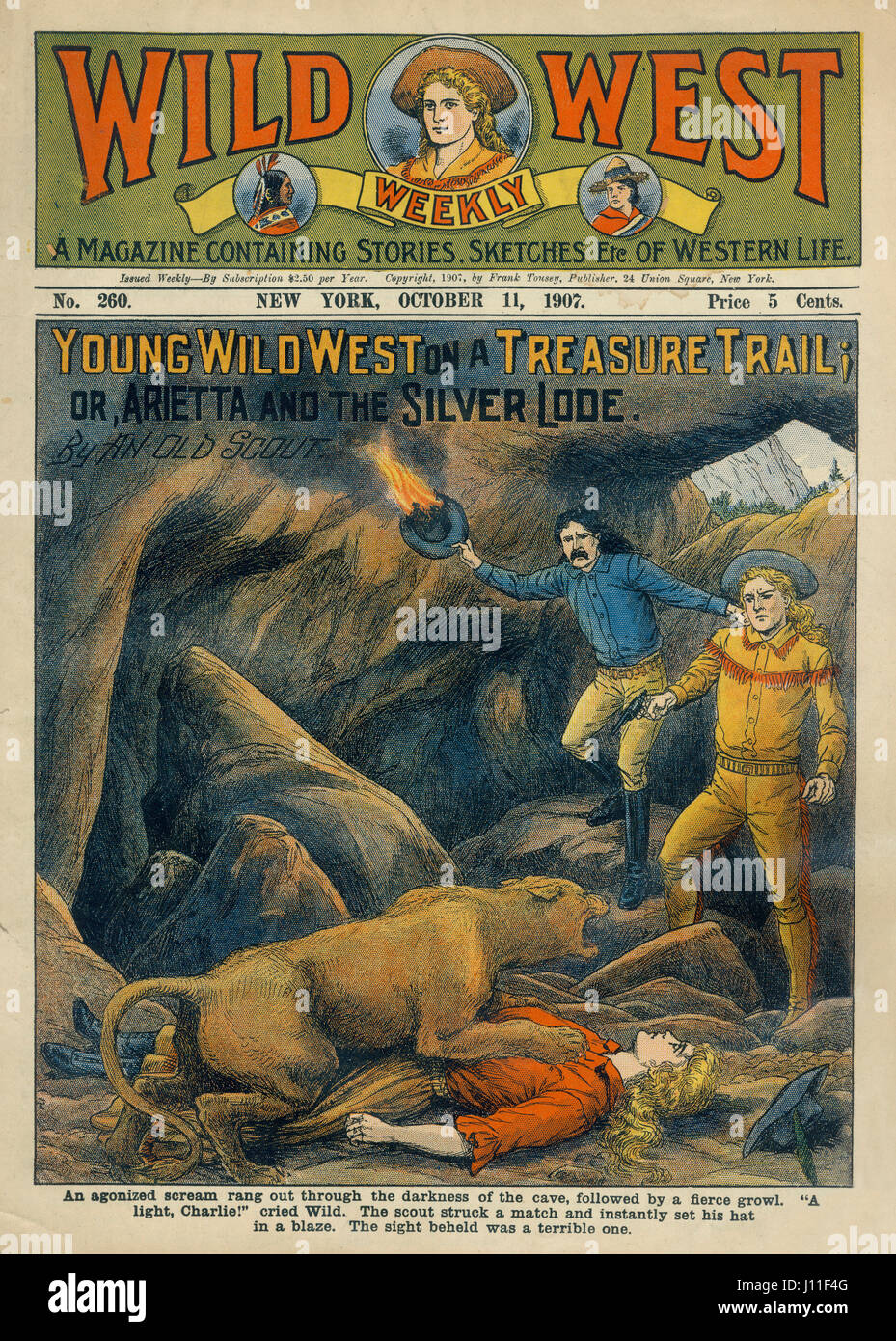 Abdeckung des wilden Westens Weekly Magazine, Nr. 260, 11. Oktober 1907 Stockfoto