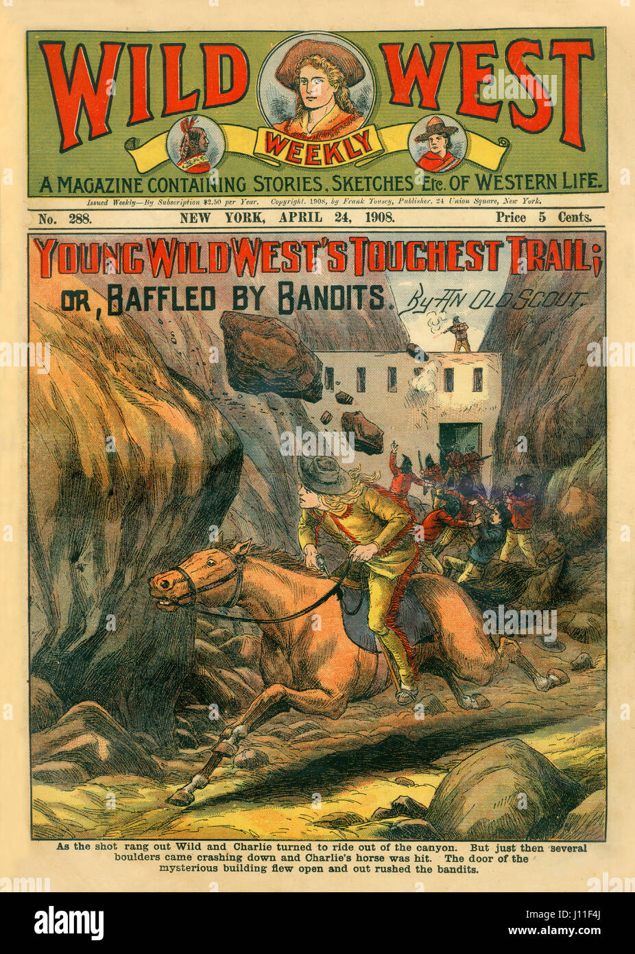 Abdeckung des wilden Westens Weekly Magazine, Nr. 288, 24. April 1908 Stockfoto