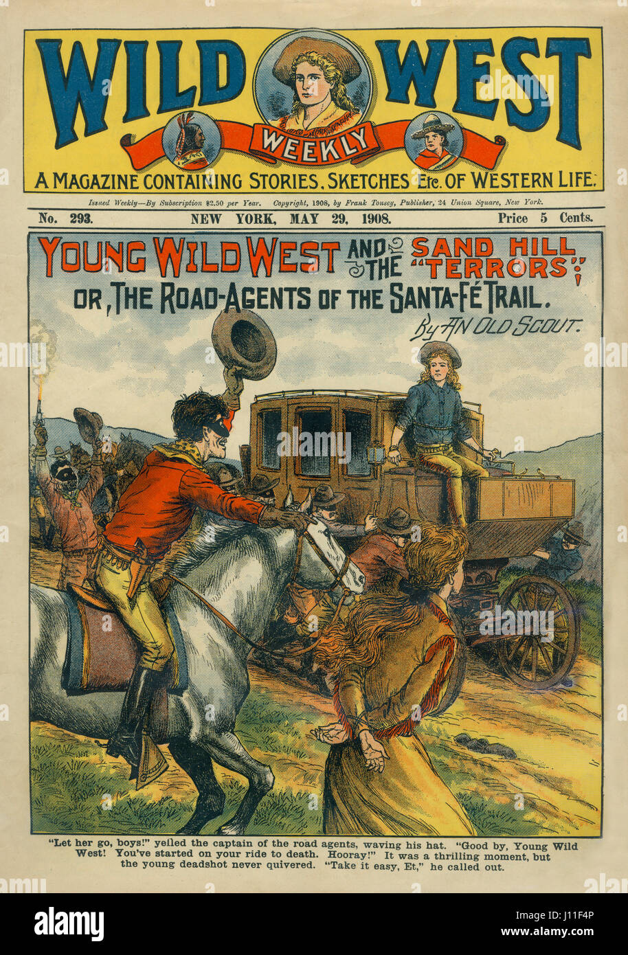 Abdeckung des wilden Westens Weekly Magazine, Nr. 293, 29. Mai 1908 Stockfoto