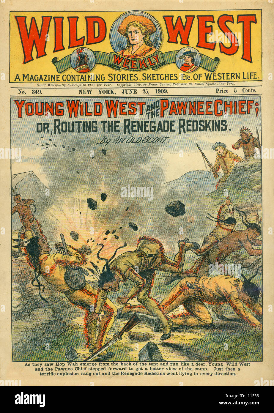 Abdeckung des wilden Westens Weekly Magazine, Nr. 349, 25. Juni 1909 Stockfoto