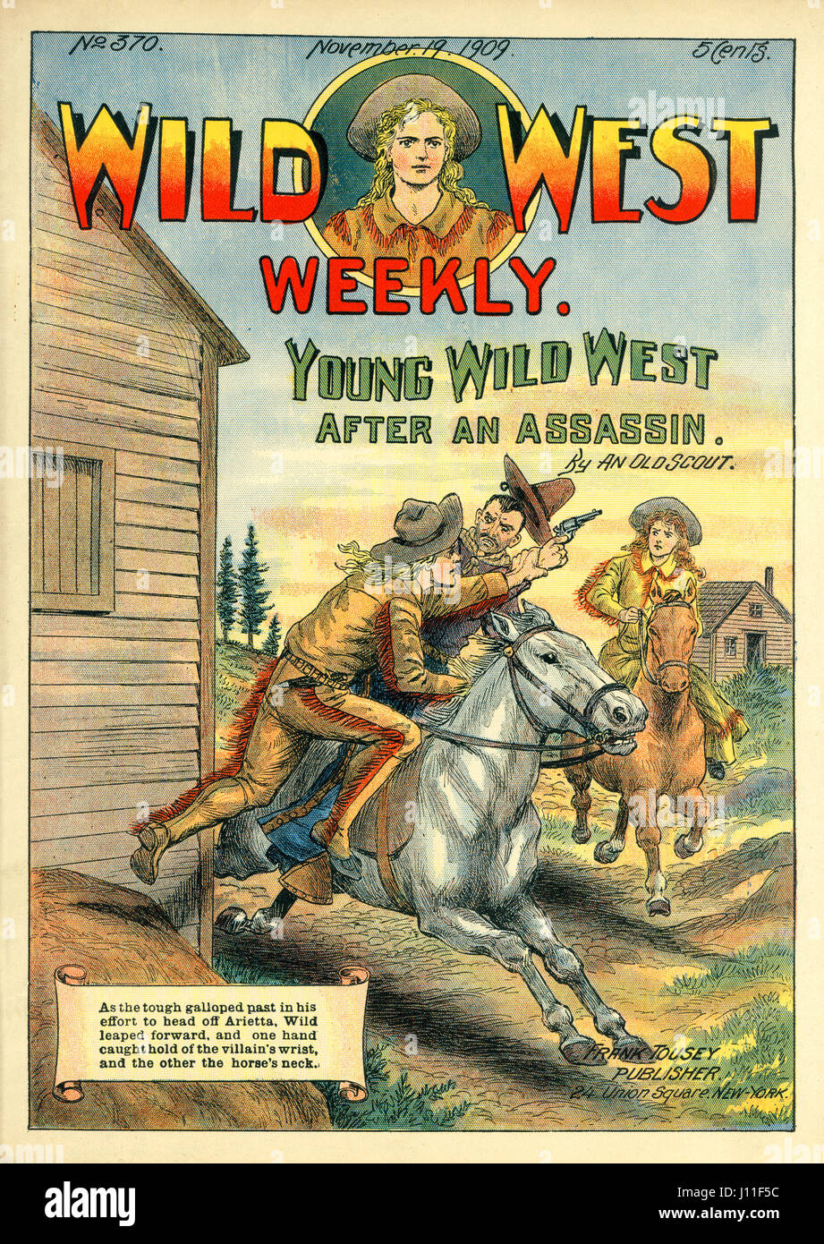 Abdeckung des wilden Westens Weekly Magazine, Nr. 370, 19. November 1909 Stockfoto