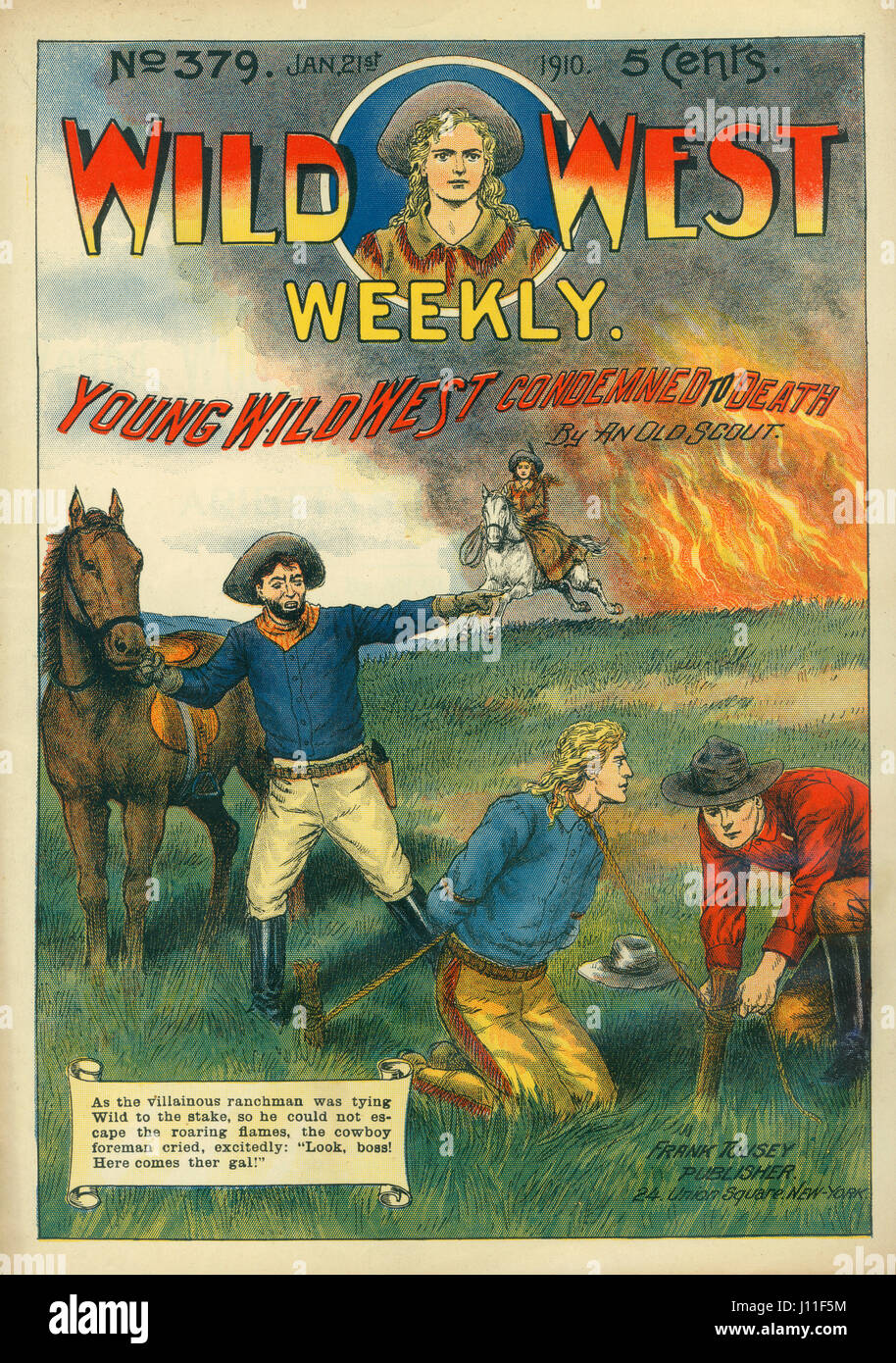 Abdeckung des wilden Westens Weekly Magazine, Nr. 379, 21. Januar 1910 Stockfoto