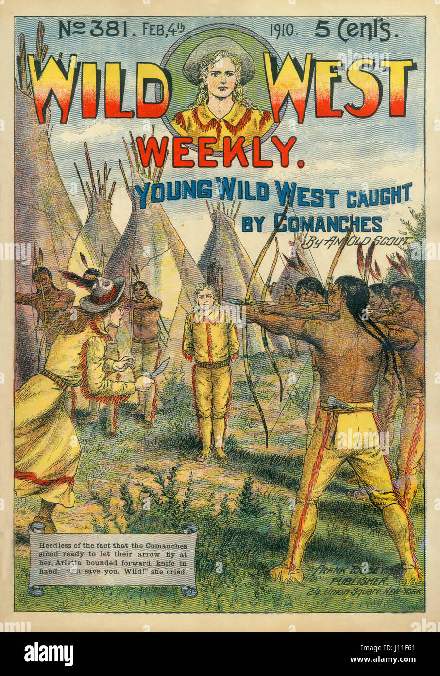 Abdeckung des wilden Westens Weekly Magazine, Nr. 381, 4. Februar 1910 Stockfoto