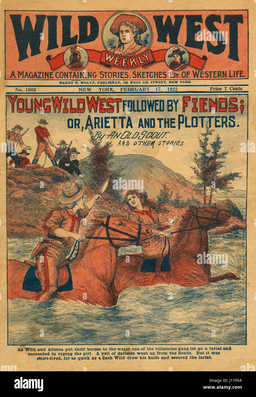 Abdeckung des wilden Westens Weekly Magazine, Nr. 1009, 17. Februar 1922 Stockfoto