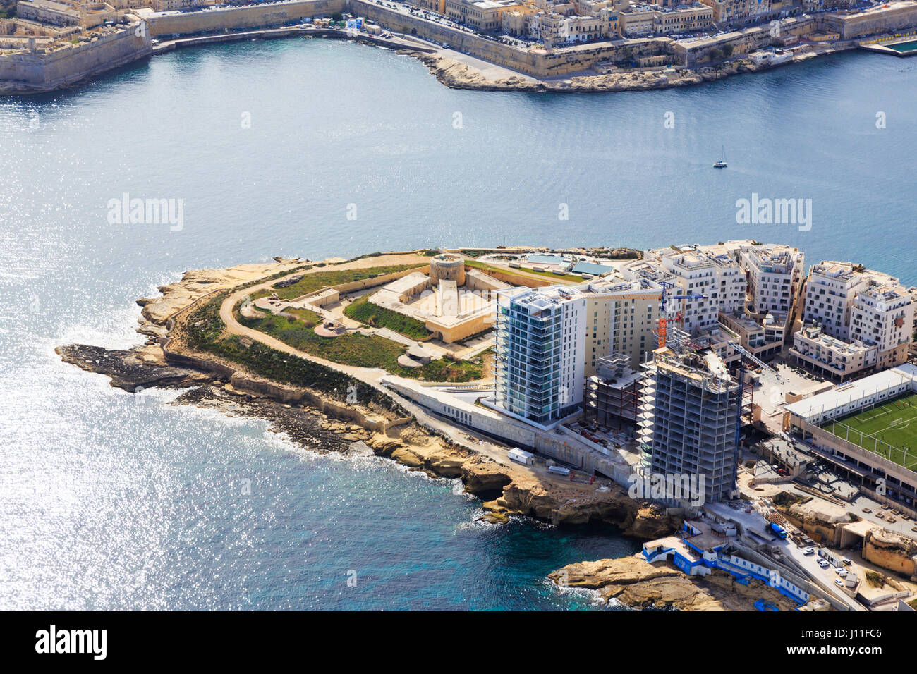 Dagutt Point Bauentwicklung mit Fort Tigne.Valletta, Malta Stockfoto