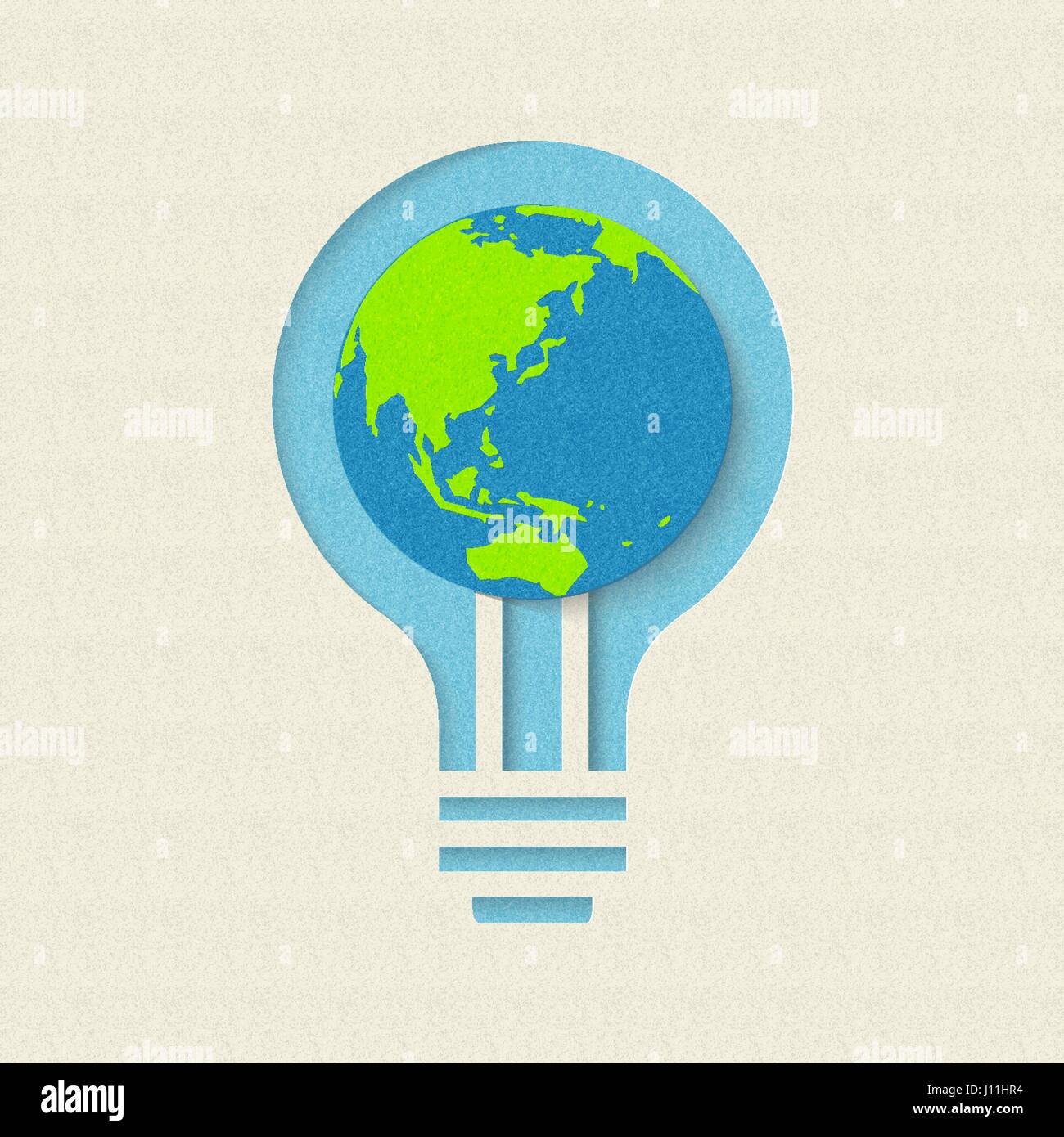 Erde Scherenschnitt Tag Konzept für grüne Energie-Erhaltung und recycling. Welt Umwelt Pflege Abbildung. EPS10 Vektor. Stock Vektor