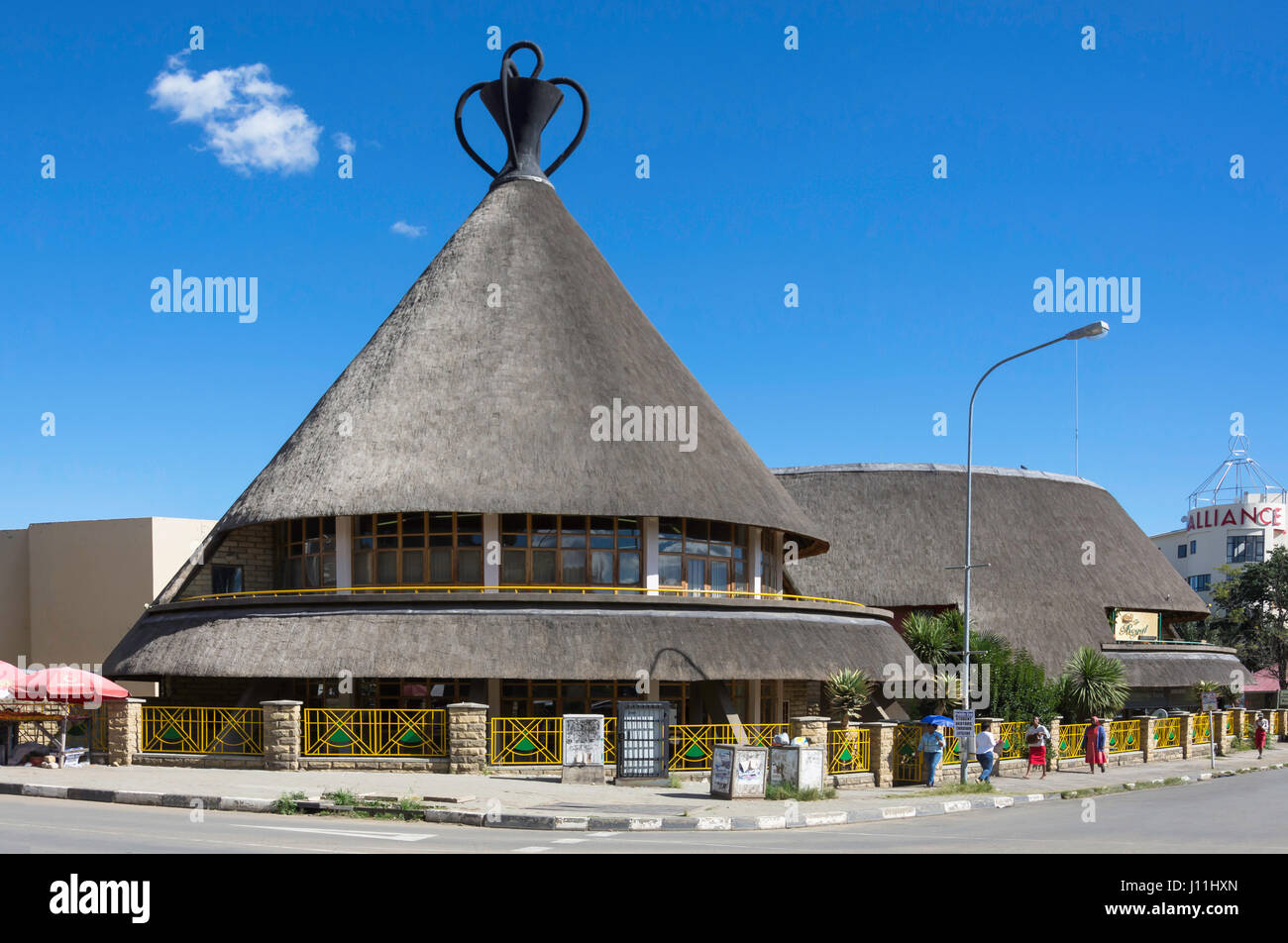 Die Basotho-Hut-Handwerkszentrum, Kingsway, Maseru, Maseru-Distrikt, Königreich von Lesotho Stockfoto