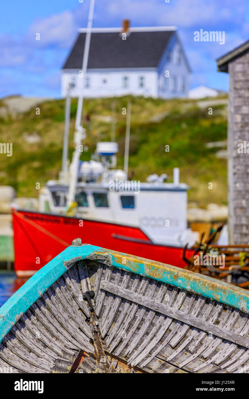 Rustikale Fischerboot in Peggys Cove Nova Scotia, Kanada Stockfoto