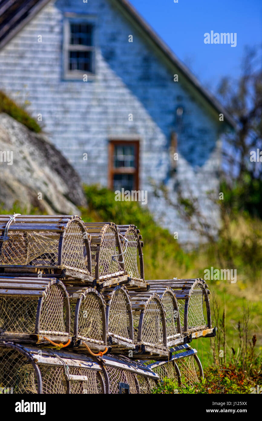 Krabben und Hummer fallen in Peggys Cove Area Nova Scotia, Canada Stockfoto