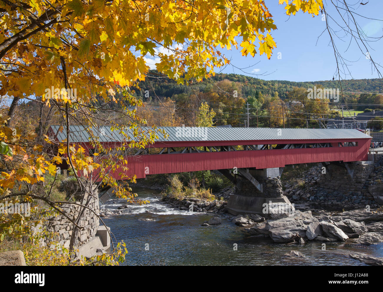 Taftsville deckt Brücke in New England, Vermont, USA Stockfoto