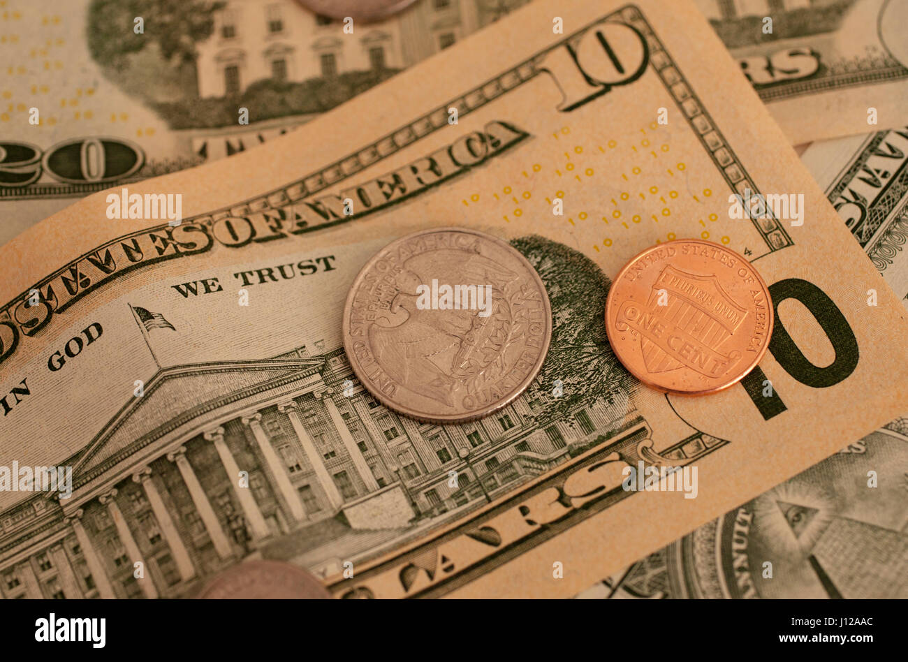 Dollarnoten in einem Bündel, Hintergrund. USA Stockfoto