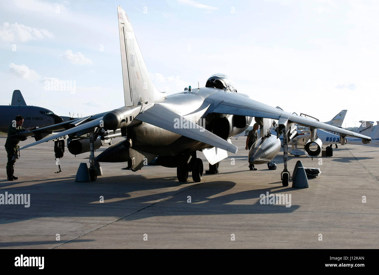 RAF Harrier GR. 9 ist Luqa, Malta auf dem Weg nach Hause von einer Abordnung in Zypern angekommen. Stockfoto