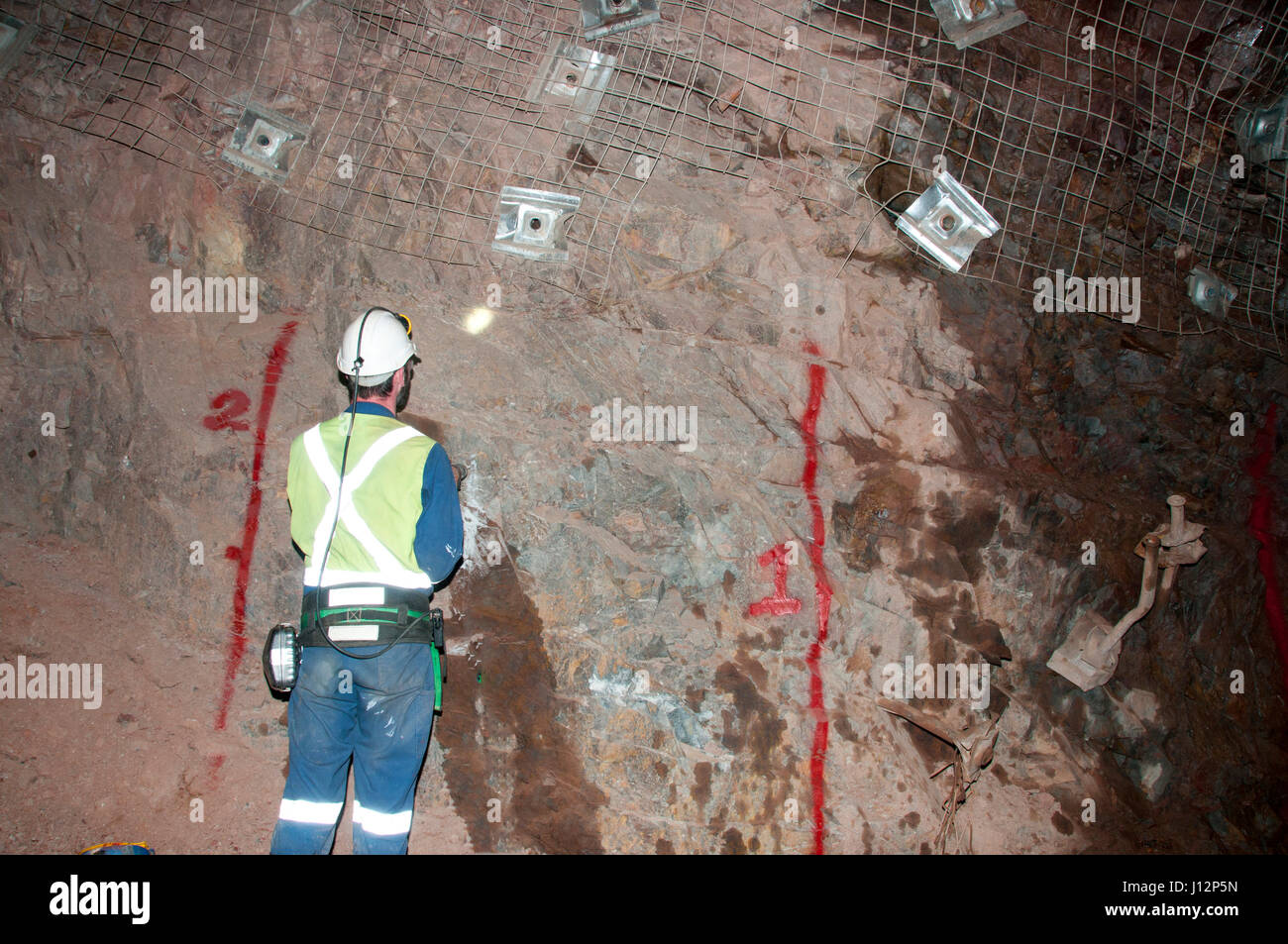 Unterirdische Mine Surveyor Stockfoto