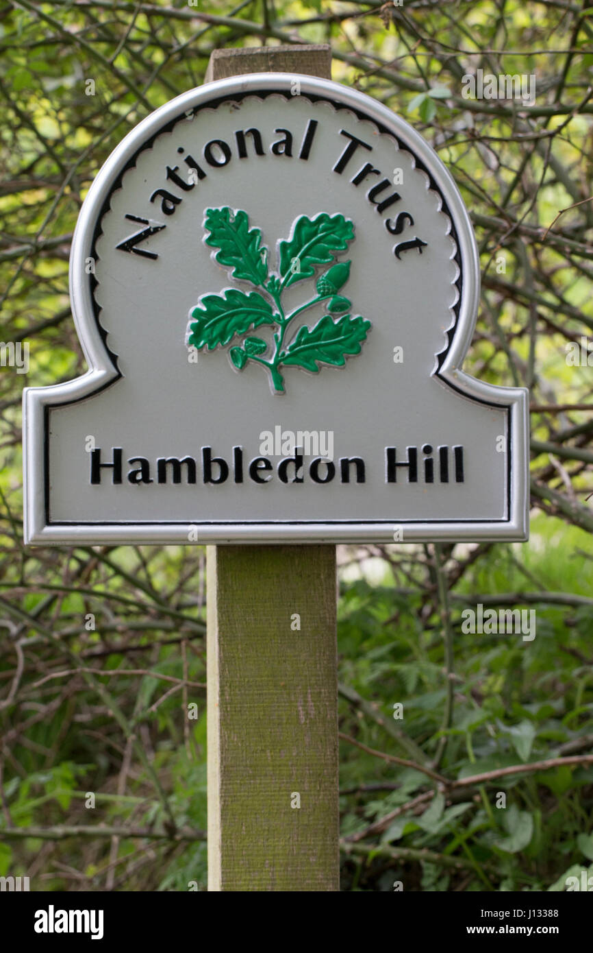 National Trust Hambledon Hill Zeichen Stockfoto