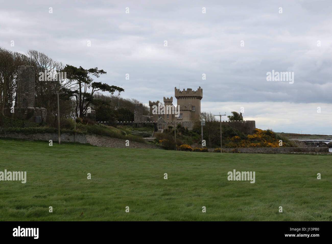 Quintin Schloss, einem besetzten anglo-normannischen Burg auf dem Ards Halbinsel neben Strangford Lough, County Down, Nordirland. Stockfoto