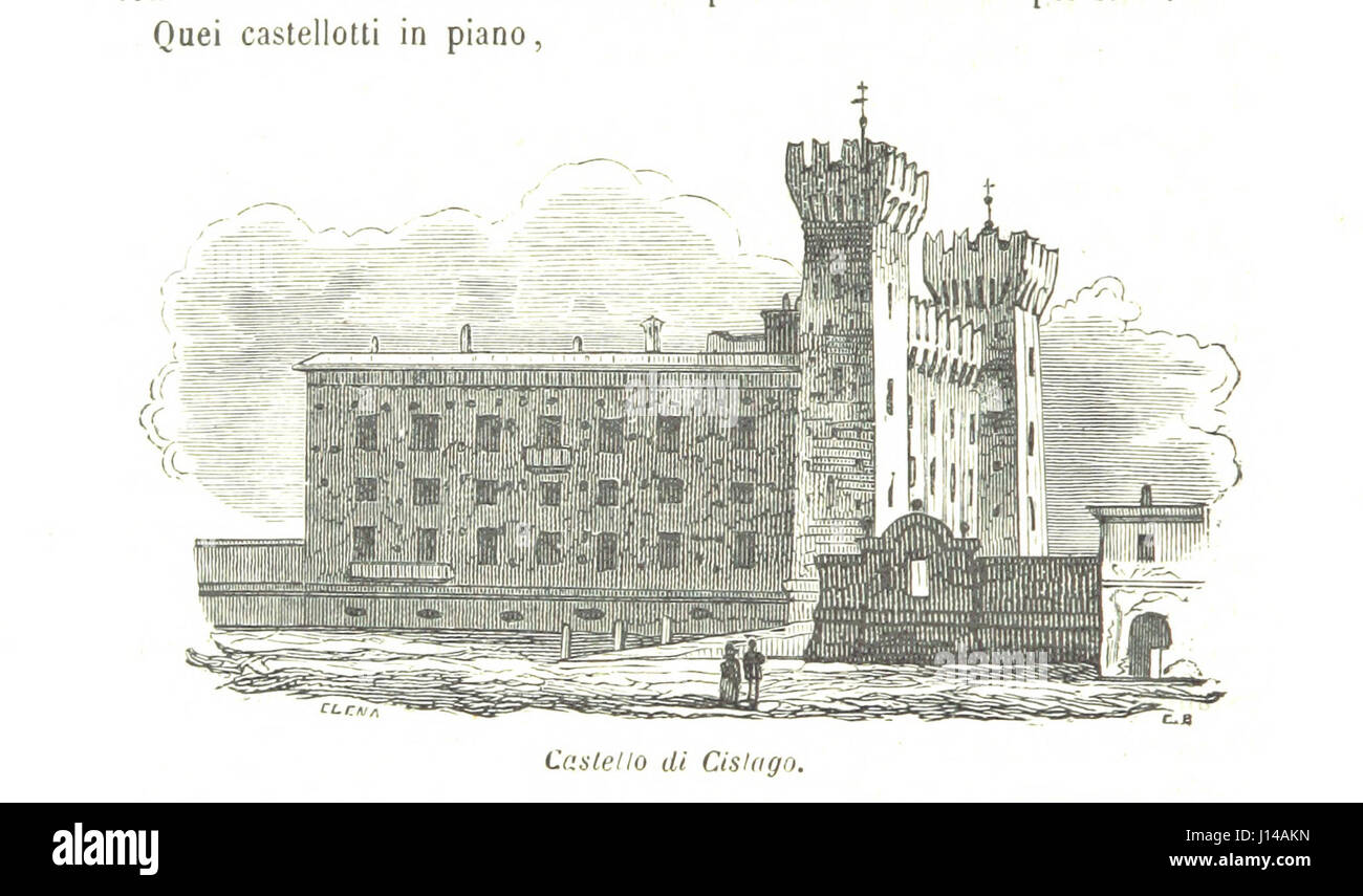 Dieses von C. Cantu herausgegebene illustrierte Werk bietet eine detaillierte Geschichte der Lombardei-Venetien, die Städte, Gemeinden, Burgen, und andere bedeutende Standorte bis in die Moderne. Die zweite Ausgabe enthält aktualisierte Einblicke und Illustrationen. Stockfoto