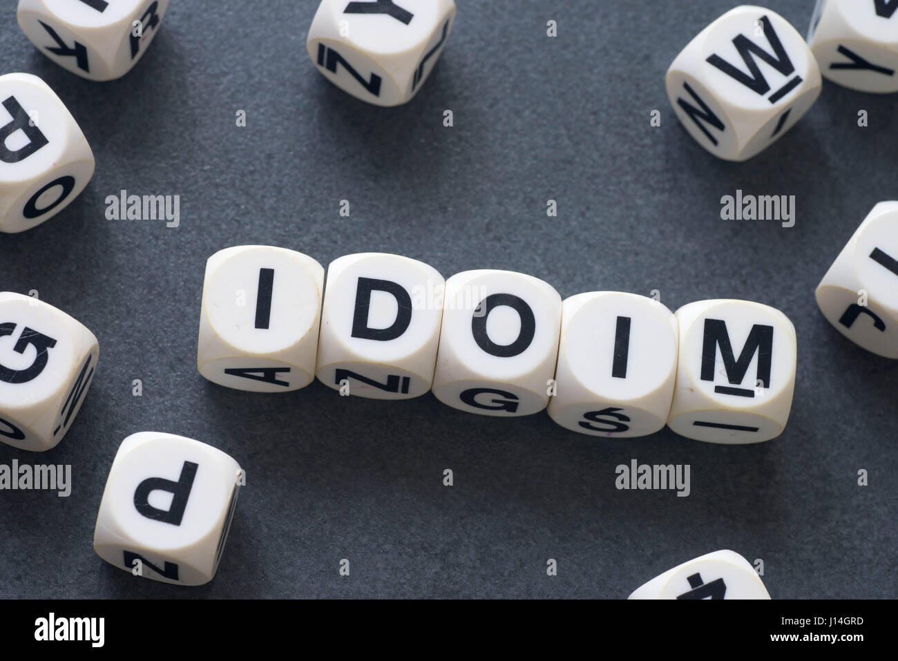 Wort Idiom auf weißen Spielzeug Würfel Stockfoto