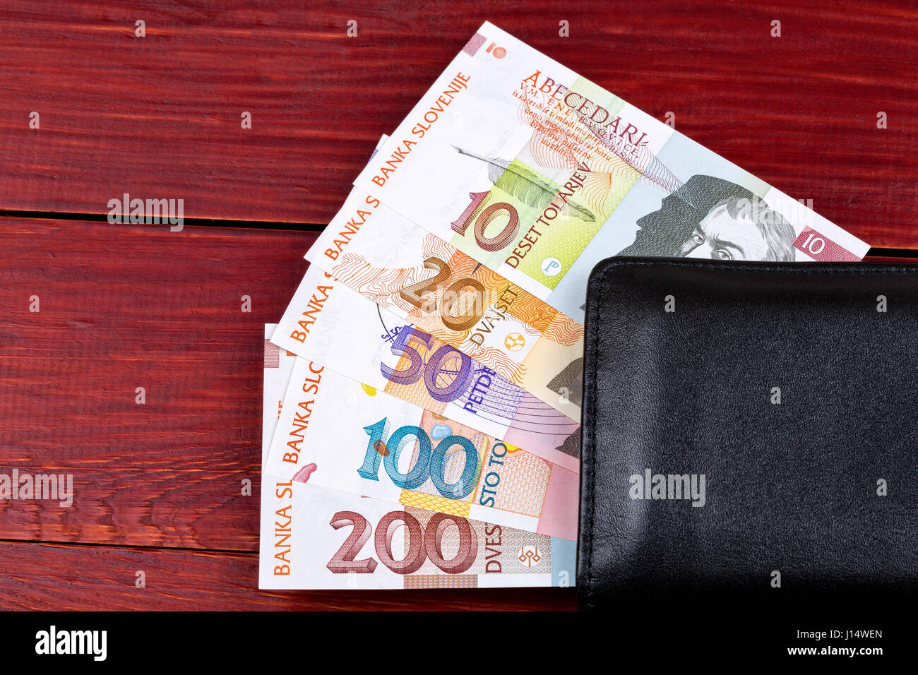 Slowenische Geld in der Brieftasche schwarz Stockfotografie - Alamy