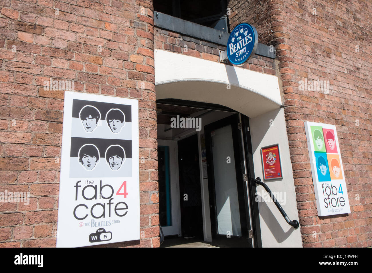 Fab Four, Café, Albert Dock, Albert Dock, Liverpool, Merseyside, England, UNESCO, Weltkulturerbe-Stadt, Stadt, Northern, Norden, England, Englisch, UK. Stockfoto