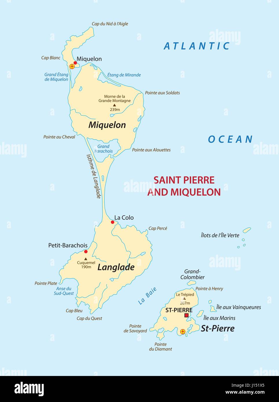 Karte von Saint-Pierre und miquelon Stock Vektor