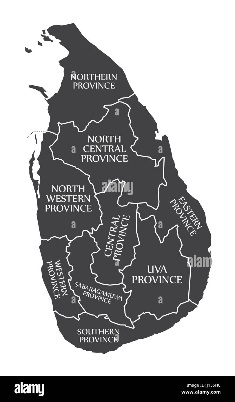 Sri Lanka Karte gekennzeichnet schwarz Abbildung Stock Vektor