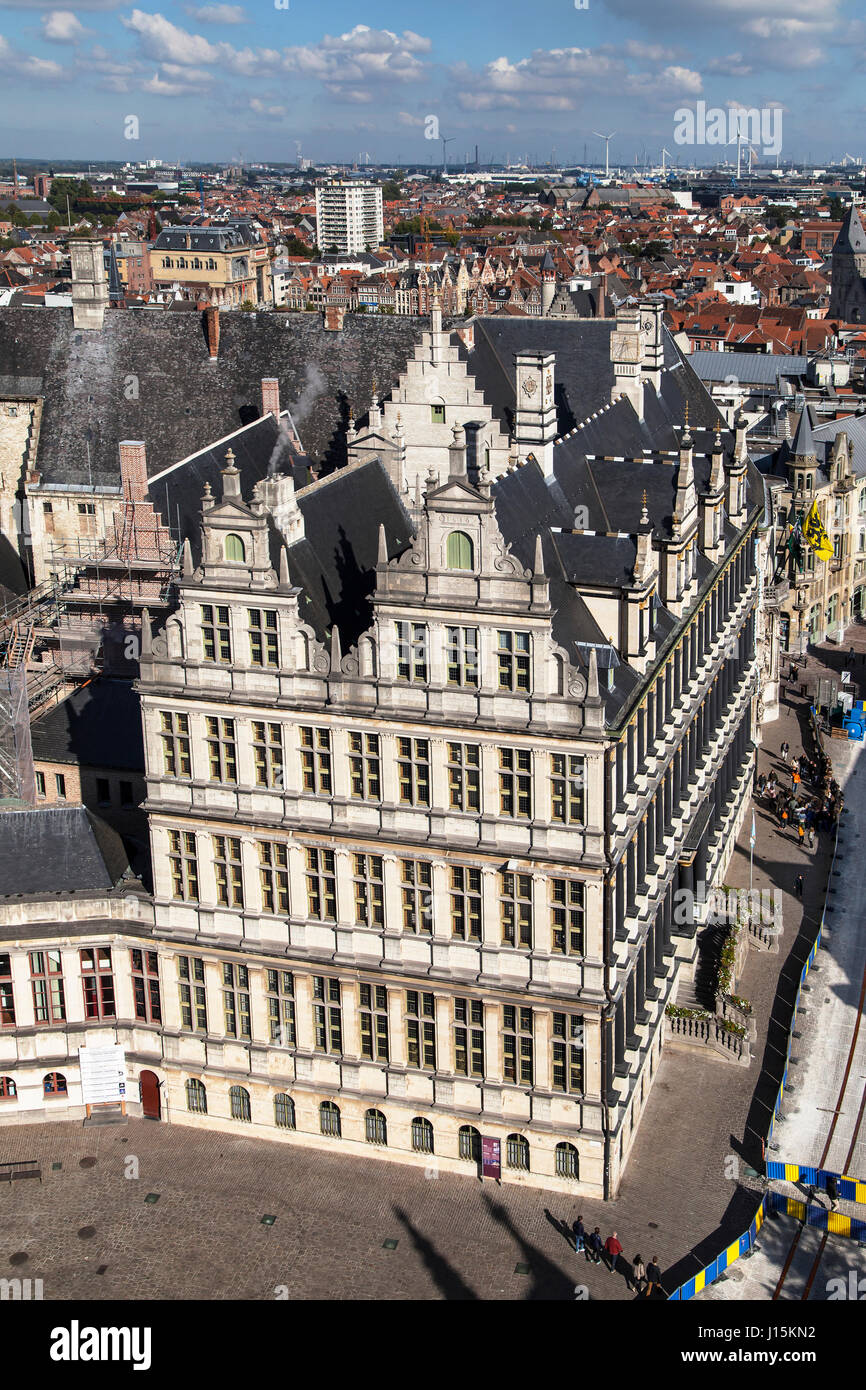 Rathaus, gesehen vom Belfry, Gent, Belgien. Stockfoto