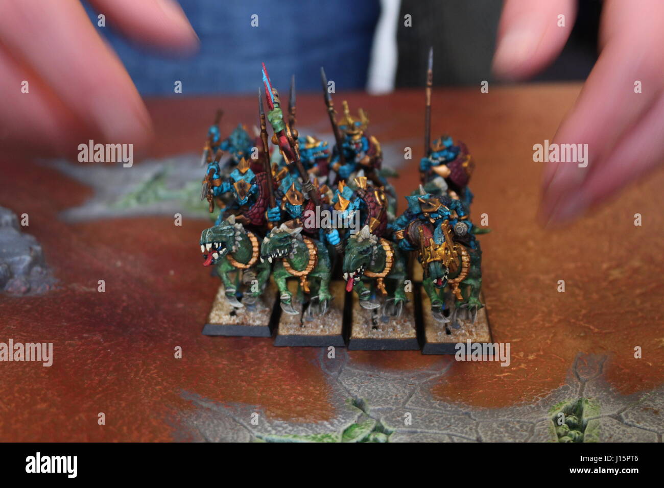 Ein Spiel von Warhammer, ein rundenbasiertes Strategiespiel. Stockfoto